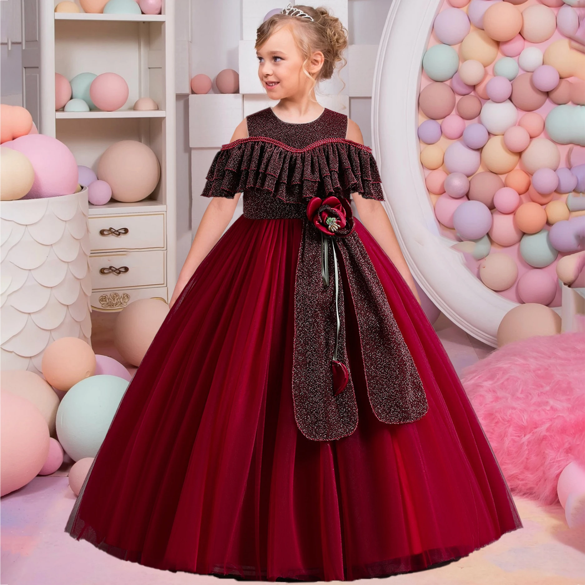 Teens Beading Wedding Party Girl Dresses Elegant Lace Flower Bridemaid Princess Dress for Girls Christmas Gown Birthday Costumes
Teens Beading Wedding Party Girl Dresses Elegant Lace Flower Bridemaid Princess Dress for Girls Christmas Gown Birthday Costumes