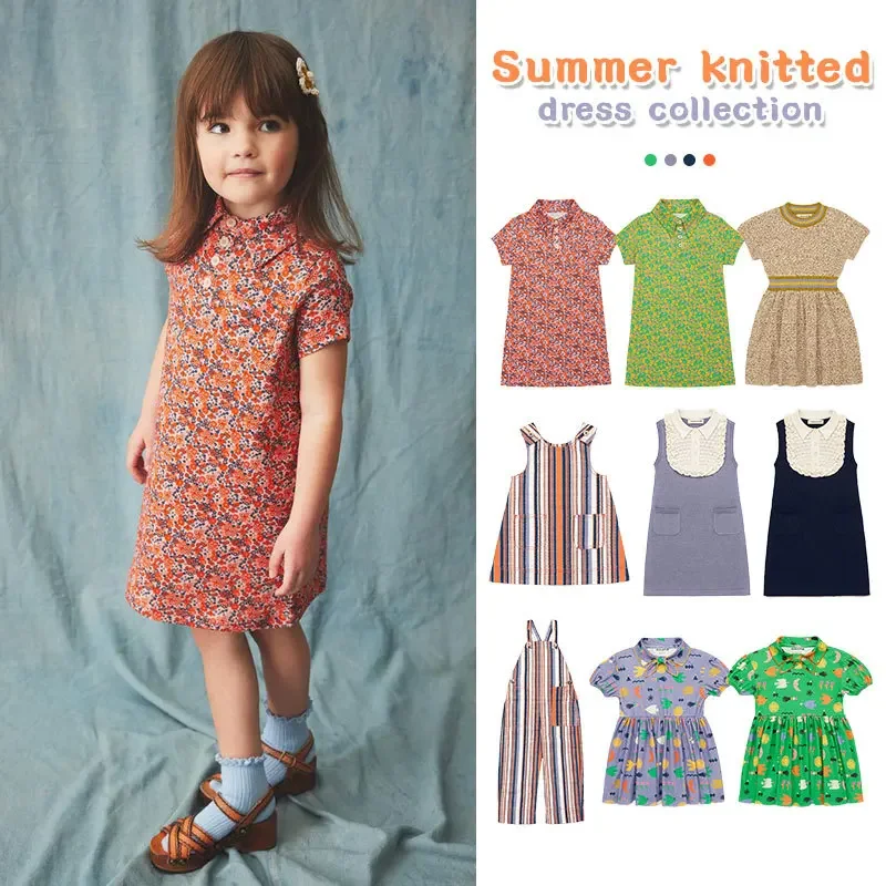 

Spot! Children' dress Misha and Puff girls' pastoral cartoon print lapel dress baby skirt in summer 2024