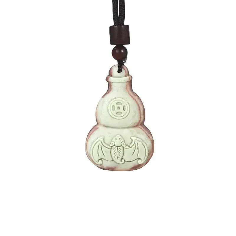 

Нефритовая Тыква кулон ожерелье Китайский амулет резные Подарки для женщин натуральный талисманы модные амулеты ювелирные изделия ожерелье драгоценный камень