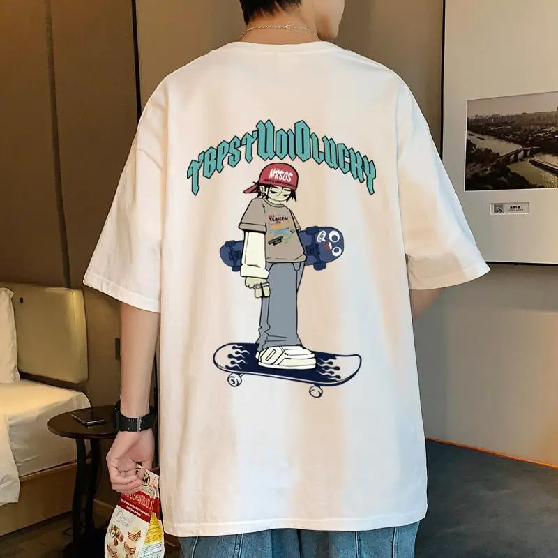 Korean high street skateboard boy printed short-sleeved T-shirt for men loose and versatile Hong Kong style trendy couple tops
Korean high street skateboard boy printed short-sleeved T-shirt for men loose and versatile Hong Kong style trendy couple tops