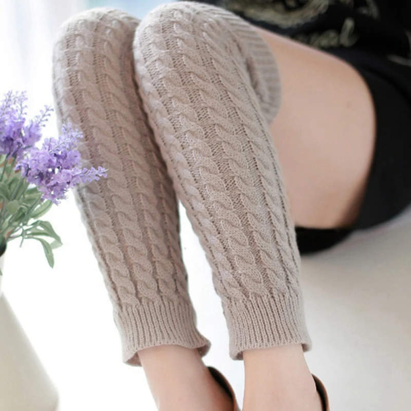 

Fashion Leg Warmers Women Warm Knee High Winter Knit Solid Crochet Leg Warmer Socks Warm Boot Cuffs Beenwarmers Long Socks