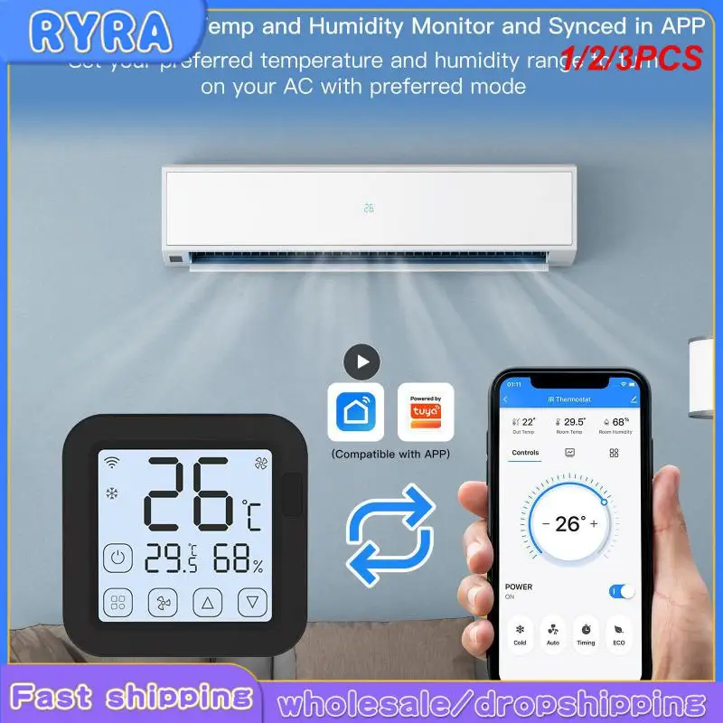 1/2/3PCS Tuya WiFi IR Thermostat Controller LCD Screen Touch Button Wireless Remote Built-in Temperature and Humidity Sensor
1/2/3PCS Tuya WiFi IR Thermostat Controller LCD Screen Touch Button Wireless Remote Built-in Temperature and Humidity Sensor