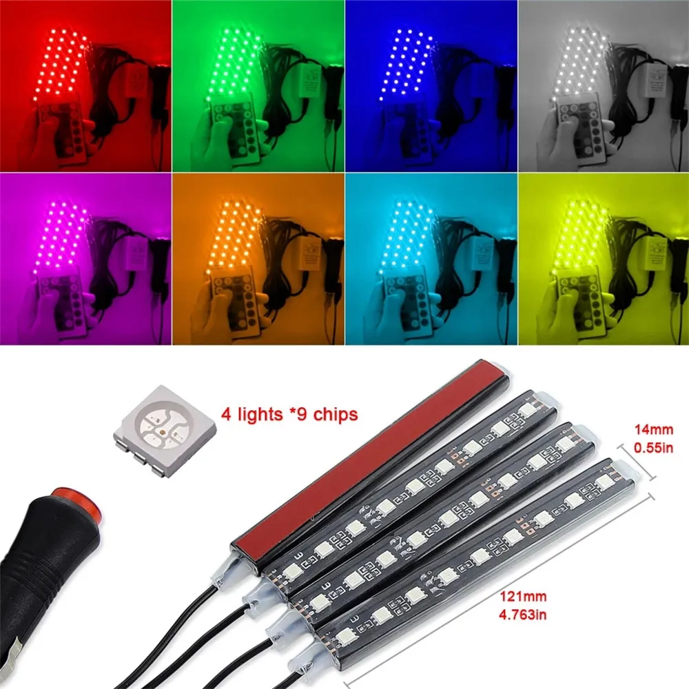 4PCS Car RGB USB 36 LED Light Strip Interior Atmosphere Neon Lamp Remote Control Car Inside Atmosphere Lamp Foot Lamp Decor Car
4PCS Car RGB USB 36 LED Light Strip Interior Atmosphere Neon Lamp Remote Control Car Inside Atmosphere Lamp Foot Lamp Decor Car