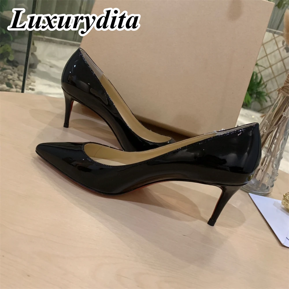 

Top Quality Womens Sandals Luxury 12cm High Heels Designer Customized red heel Patent leather soled Socialite Dinner Shoes H1822