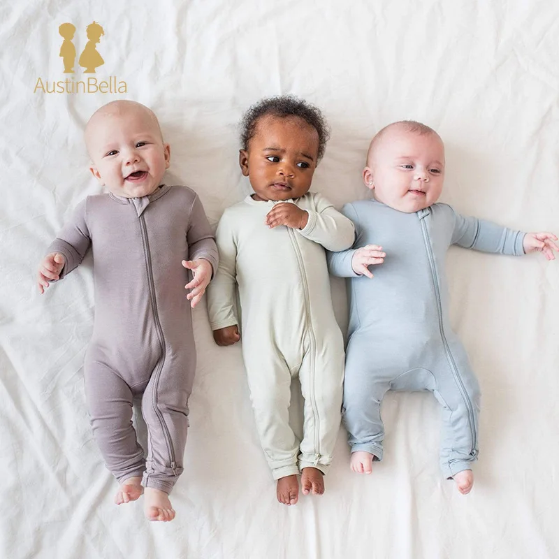 

Детский комбинезон из бамбукового волокна, однотонный Дышащий комбинезон с длинным рукавом для новорожденных 0-24 мес., комбинезон для мальчиков и девочек, домашняя одежда для младенцев, пижамы