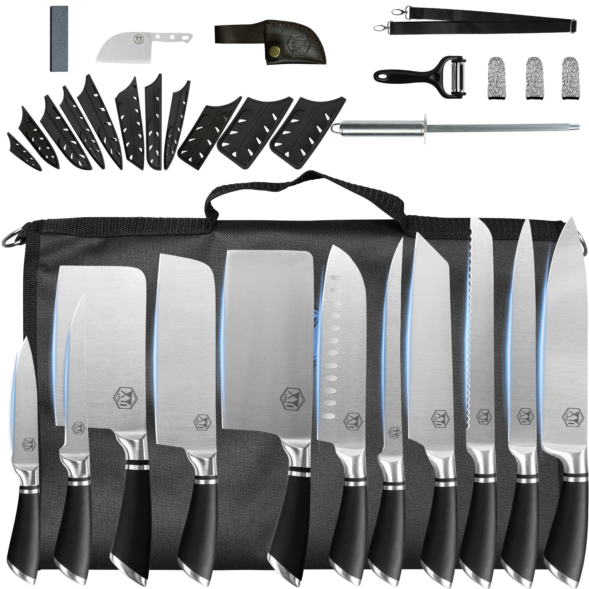 XYj Professional Chef Knife Set with Bag Sheath Culinary Kitchen Butcher Meat Knives Stainless Steel Cooking Santoku Fruit Knife
XYj Professional Chef Knife Set with Bag Sheath Culinary Kitchen Butcher Meat Knives Stainless Steel Cooking Santoku Fruit Knife