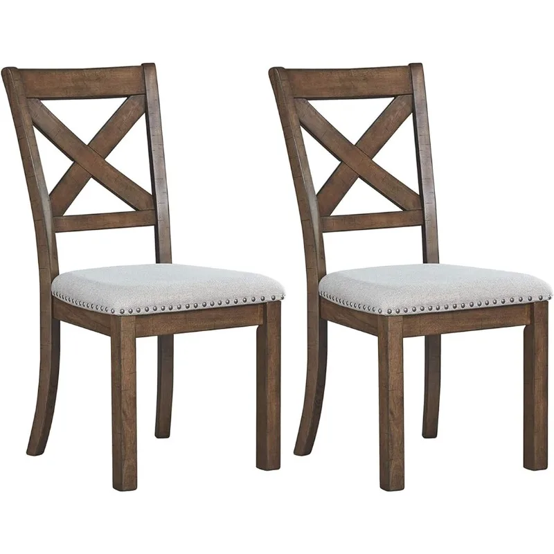 

Фирменный дизайн Ashley Moriville, современный фермерский 19 дюймов, стул с обивкой для столовой, 2 штуки, коричневый