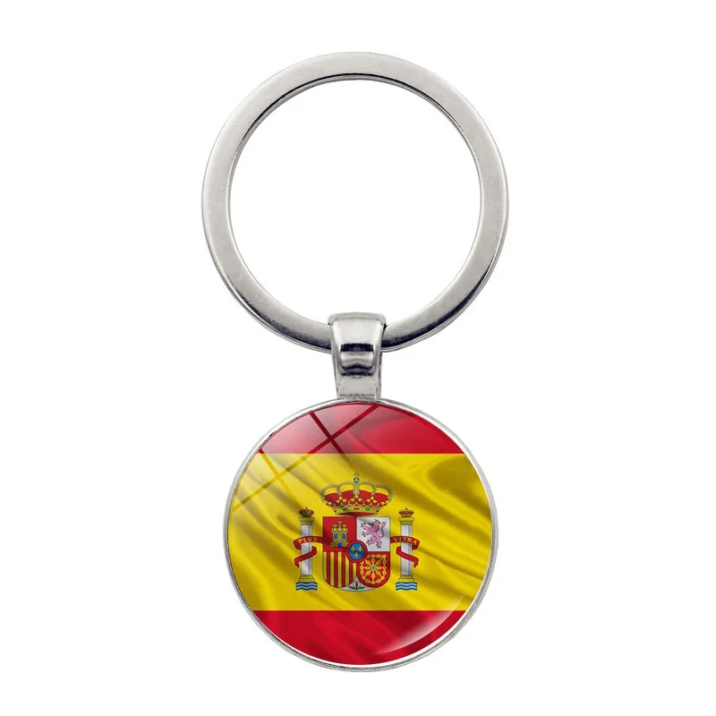 

Брелок с подвесками в Испании, Брелоки для ключей, сувенир патриота, женские и мужские подарки, флаги Испании, стеклянные украшения