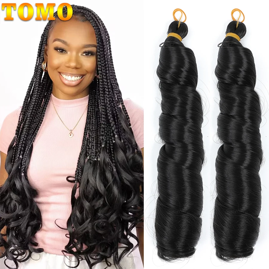 

TOMO French Curly Braiding Hair Pre Stretched 22" Bouncy Loose Wavy Hair Hot Water Setting Yaki Texture Braiding Hair Extensions