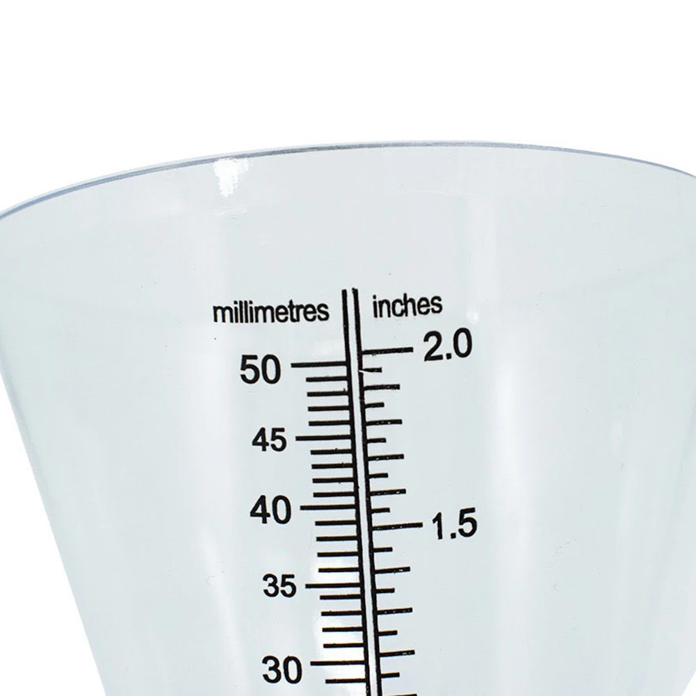 Garden Plug-in Cone Rain Cup Plastic Transparent With Scale Insert Ground Install On Fence Deck Building 50mm Max Measure Range
Garden Plug-in Cone Rain Cup Plastic Transparent With Scale Insert Ground Install On Fence Deck Building 50mm Max Measure Range
