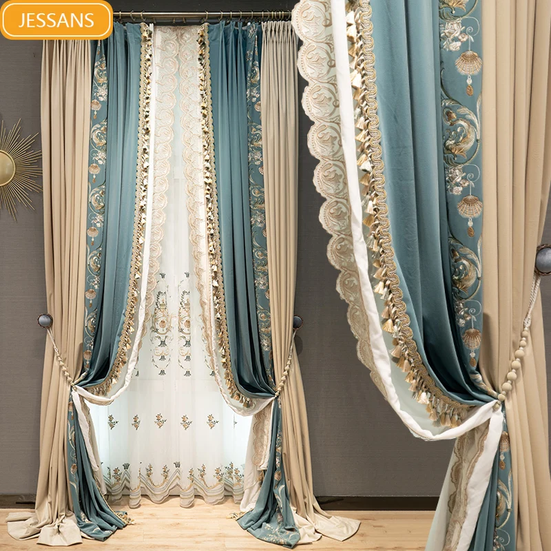 French Blue Embroidered Flannel Patchwork with Thick Blackout Curtains for Living Room Bedroom Villa Custom Window Screen
French Blue Embroidered Flannel Patchwork with Thick Blackout Curtains for Living Room Bedroom Villa Custom Window Screen