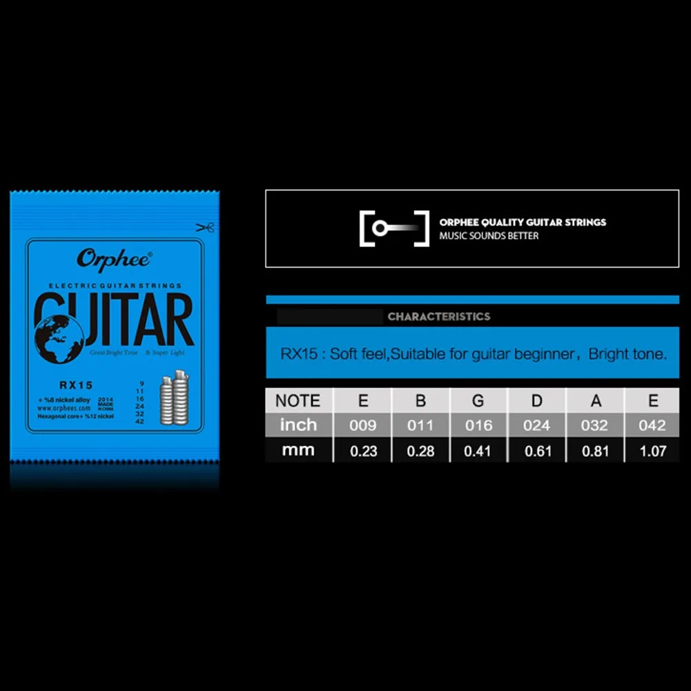 Прочные Струны для электрогитары Orphee RX15, универсальные, 9-42, 009-042, шестигранные, из углеродистой стали и никелевого сплава
Прочные Струны для электрогитары Orphee RX15, универсальные, 9-42, 009-042, шестигранные, из углеродистой стали и никелевого сплава