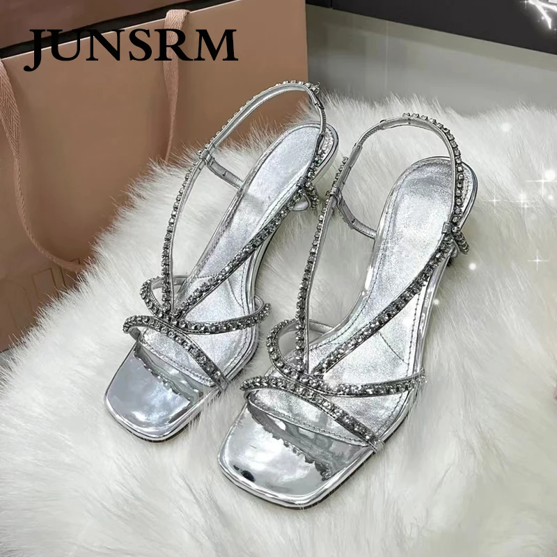 New Square Head Rhinestone A Word With Sandals Female Open Toe Sexy Silver Thin High Heels Women's Slip-on Elegant Banquet Shoes
New Square Head Rhinestone A Word With Sandals Female Open Toe Sexy Silver Thin High Heels Women's Slip-on Elegant Banquet Shoes