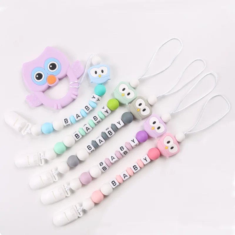 

Baby Personalized Name Pacifier Clips Soother Silicone Teether Dummy Nipple Holder Clip Newborn Teething Nursing Chew Toys Gift