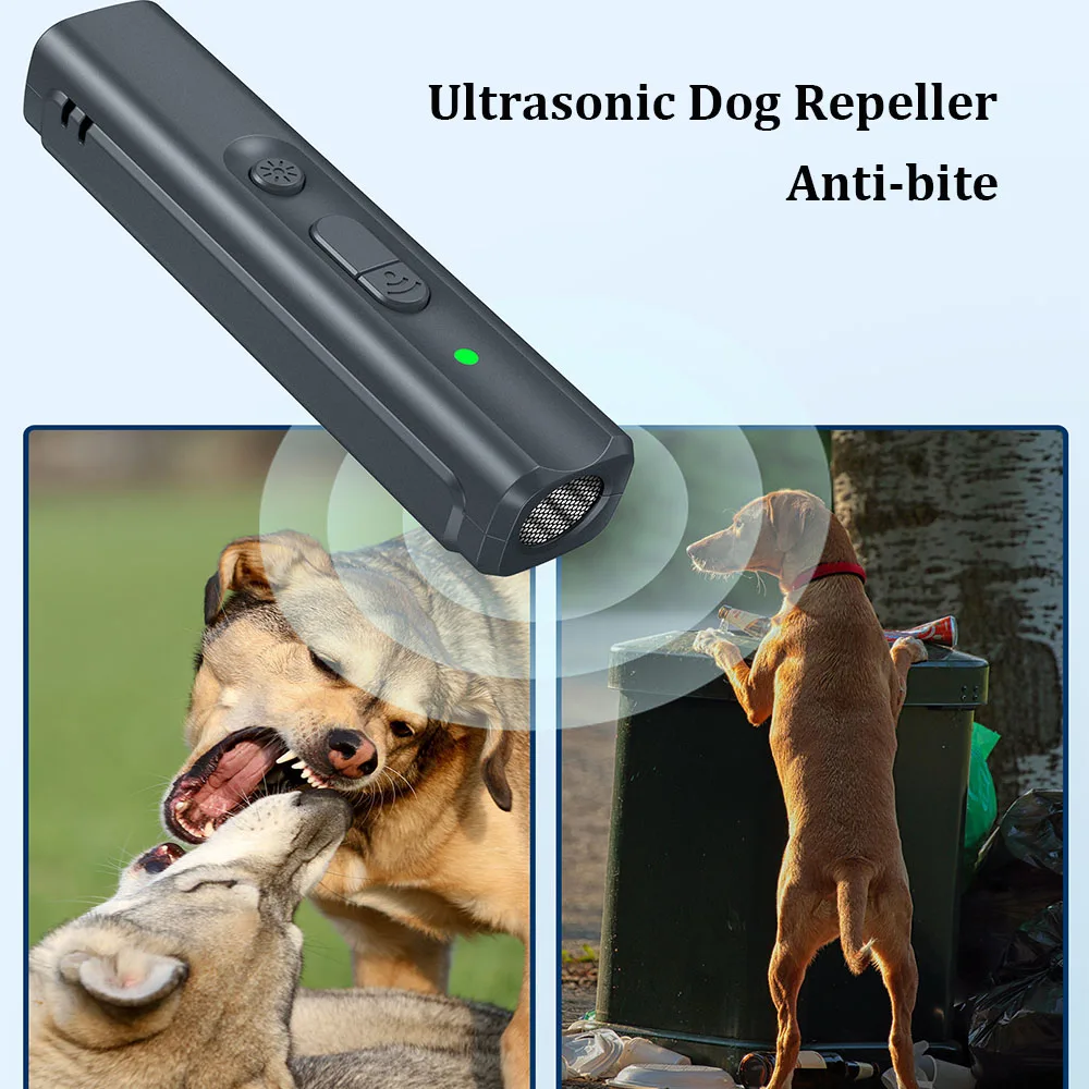 

1pc Portable Ultrasonic Dog Repeller Handheld Bark Deterrents Training Device with LED Flashlight,Repel Dogs, USB Rechargeable