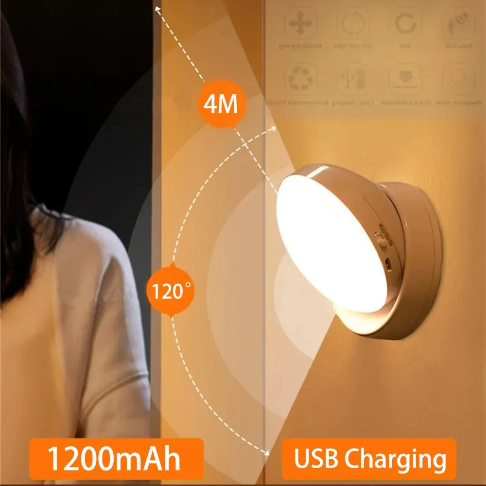 

LED Night Light USB Charging Intelligent Human Induction For Bedside Cabinet Home Wardrobe Lighting Motion Sensor Light led Lamp