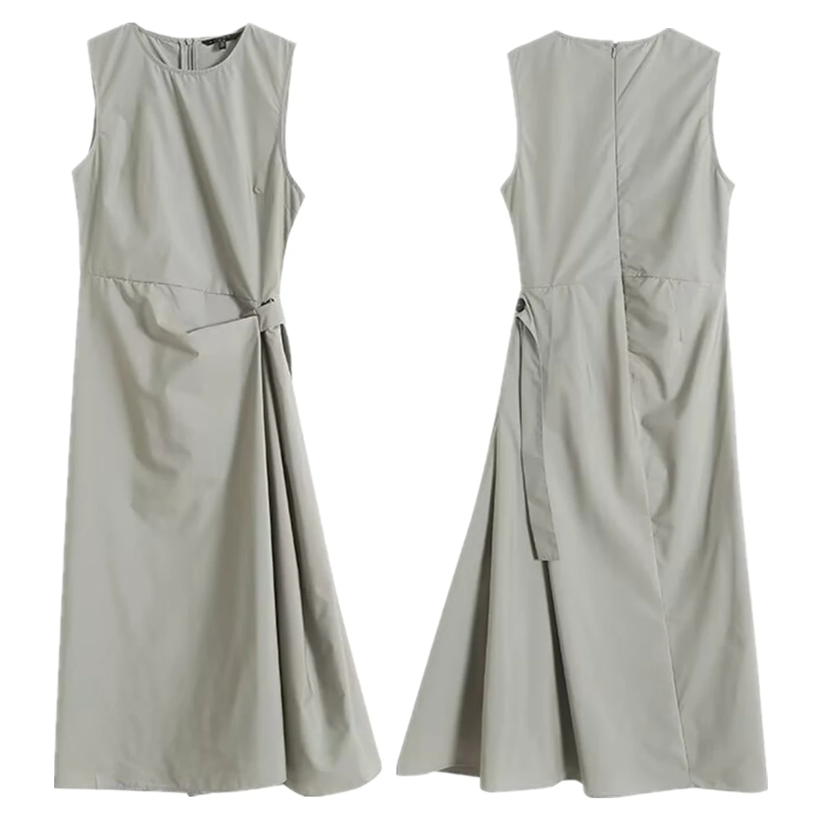 

Минималистичное летнее платье Maxdutti в скандинавском стиле, модное платье, женское Плиссированное облегающее платье-миди без рукавов для пригородного отдыха 2024