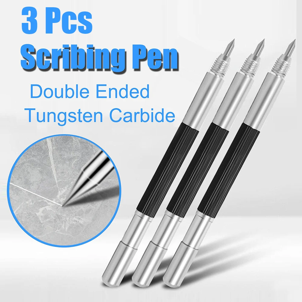 3Pcs Double Ended Carbide Scribing Pen Metal Wood Glass Tile Cutting Marker Pencil For Metalworking Woodworking Hand Tools
3Pcs Double Ended Carbide Scribing Pen Metal Wood Glass Tile Cutting Marker Pencil For Metalworking Woodworking Hand Tools