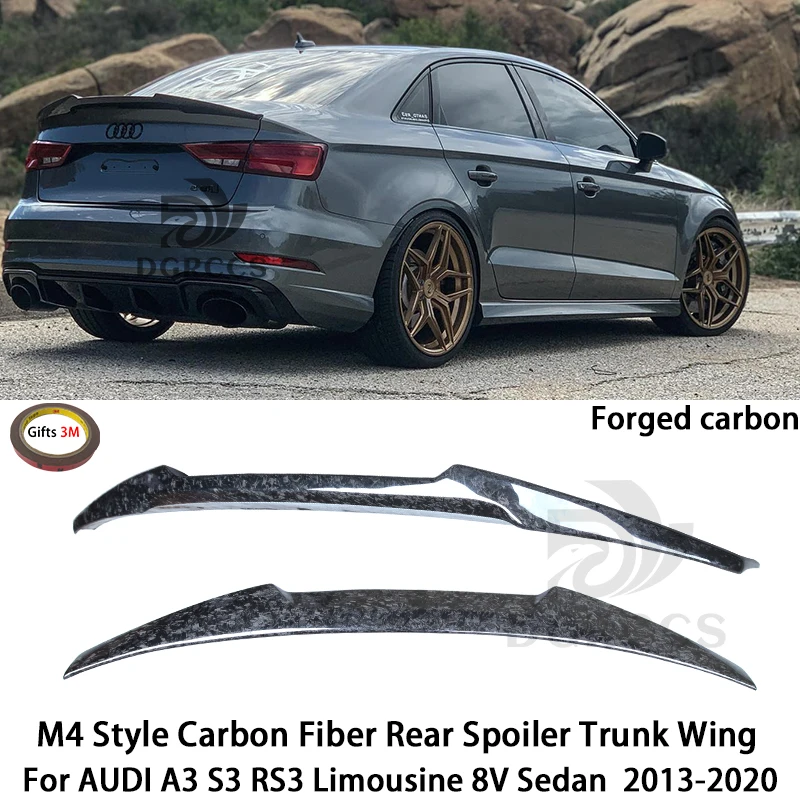 

For AUDI A3 S3 RS3 8V Limousine Sedan M4 Style Rear Spoiler Trunk Wing 2013-2020 Forged carbon Carbon fiber Honeycomb FRP