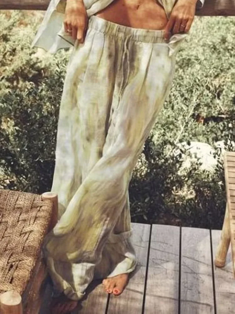 2023 Women Summer Wide Leg Pants Vintage Print Linen Elastic waist Drawstring Female Elegant Street Pant Trousers Cloth
2023 Women Summer Wide Leg Pants Vintage Print Linen Elastic waist Drawstring Female Elegant Street Pant Trousers Cloth