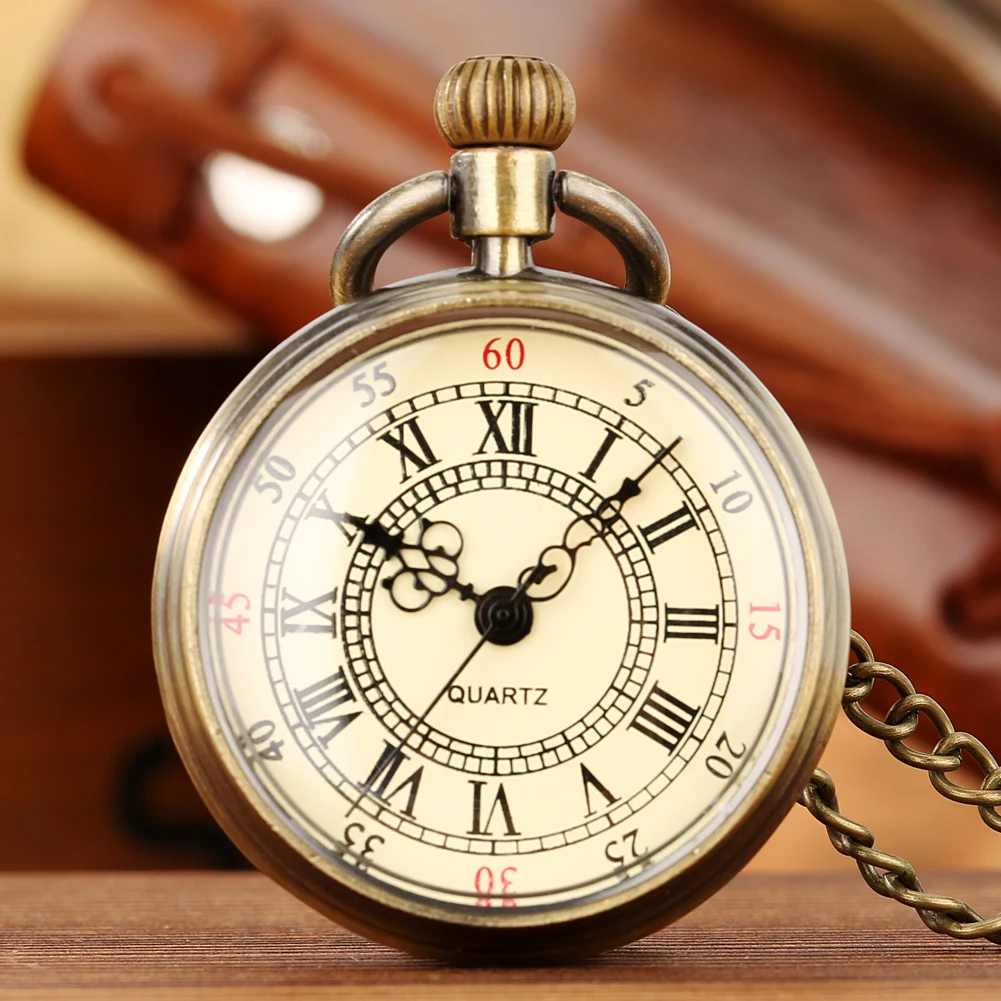 

Old Fashion Bronze Open Yellow Faced Roman Numerals Analog 80cm Necklace Quartz Pocket Watch Retro Pendant Clock Timepiece Gifts