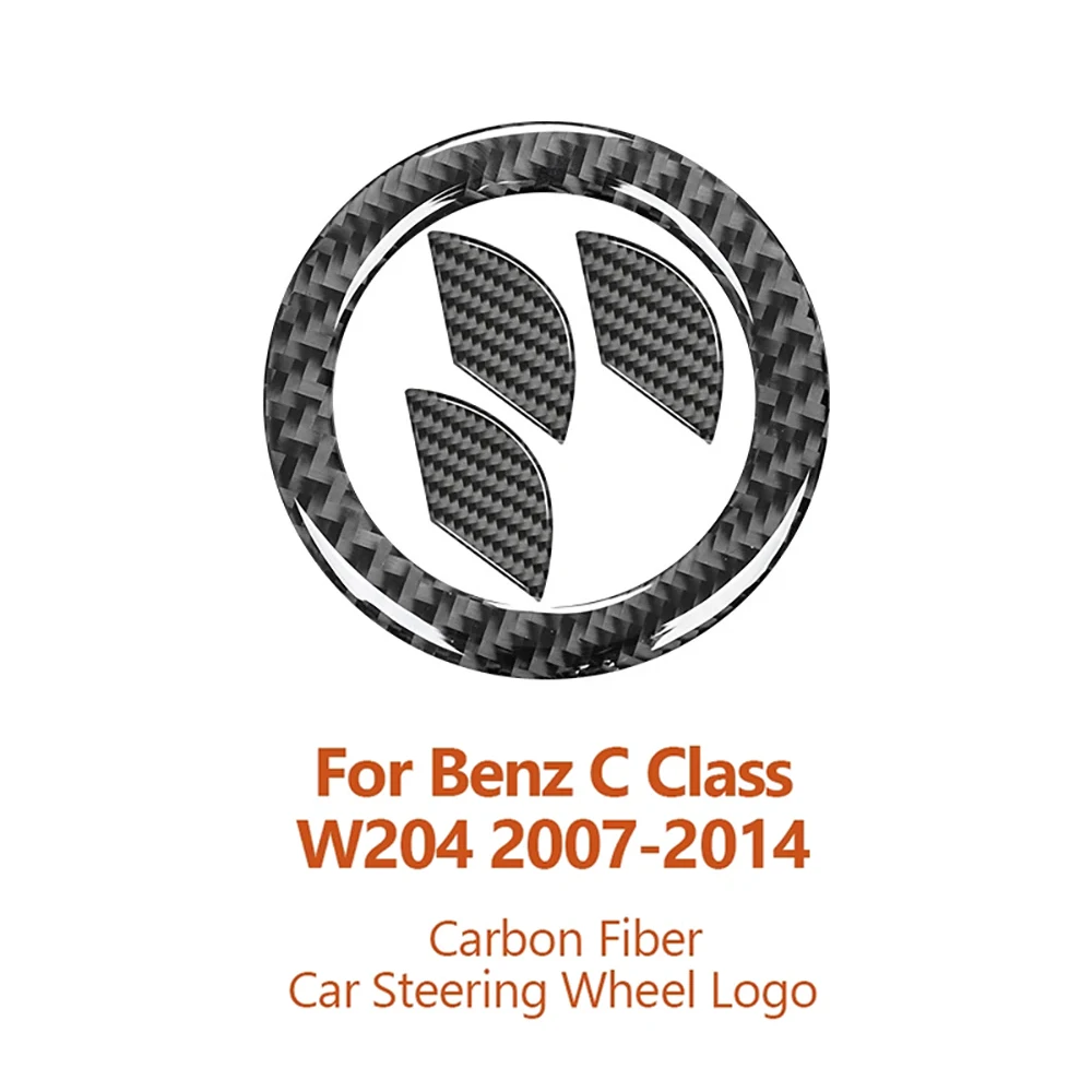 

For Mercedes Benz C Class W204 2007-2014 Carbon Fiber Car Steering Wheel Logo Frame Decorative Stickers Auto Styling Accessories