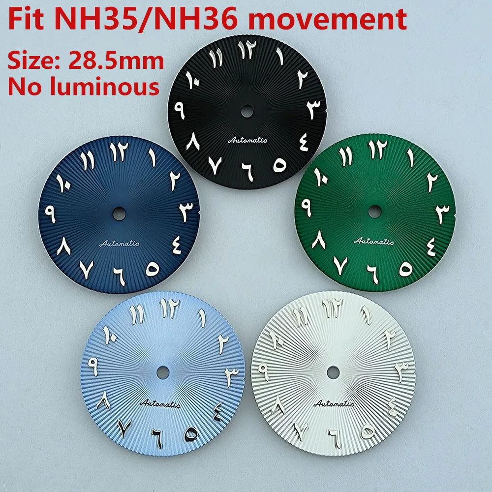 

NH35 dial 28.5mm S dial convex Arabic letters blue dial corrugated dial fit NH35 NH36 movements