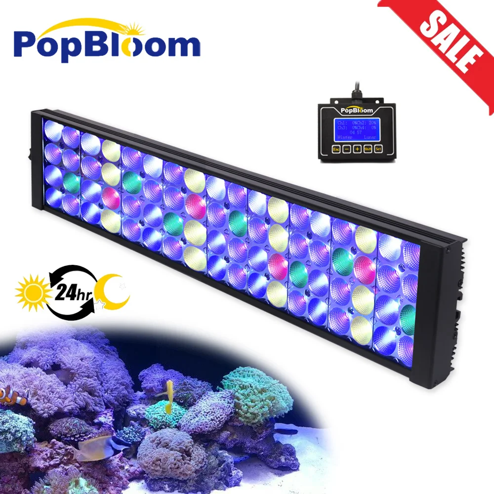

PopBloom Marine Aquarium Lights,Led Aquarium Lamp Full Spectrum For 60-80cm Seawater LPS/SPS Coral Reef Aquarium Fish Tank Light