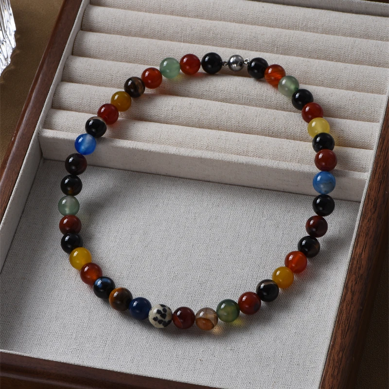 

LONDANY necklace Colorful agate beaded necklace for women light luxury niche design high-end dopamine vacation collarbone chain