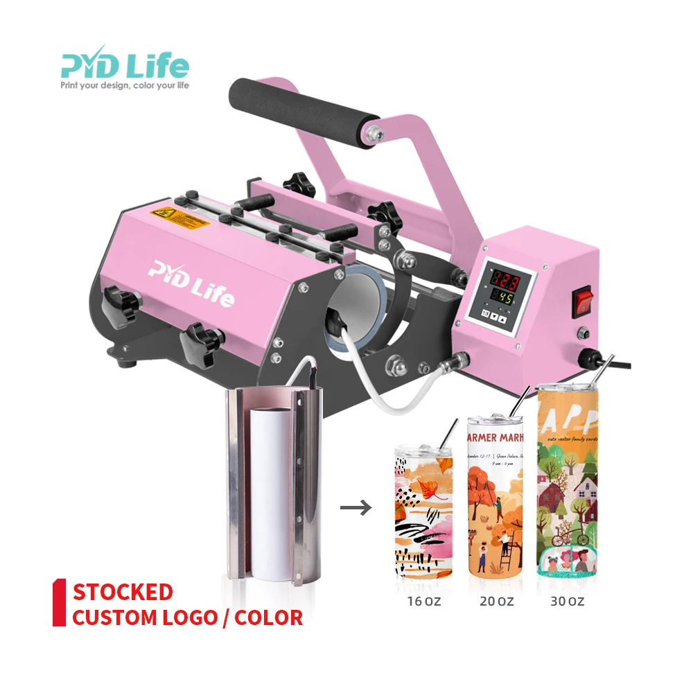 

2021 PYD Life Tumbler Press RTS 20 oz 30 oz Pink Sublimation Skinny Tumbler Heat Press Machine Sublimation Fast Shipping