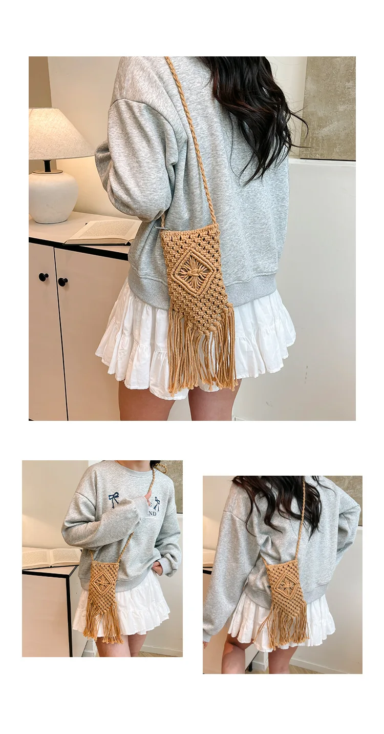 Handwoven Cotton Crossbody Bag - Hollow Straw Design 15 Sc46ac8cbdd9a4d4e9db79a4abe9d0998X