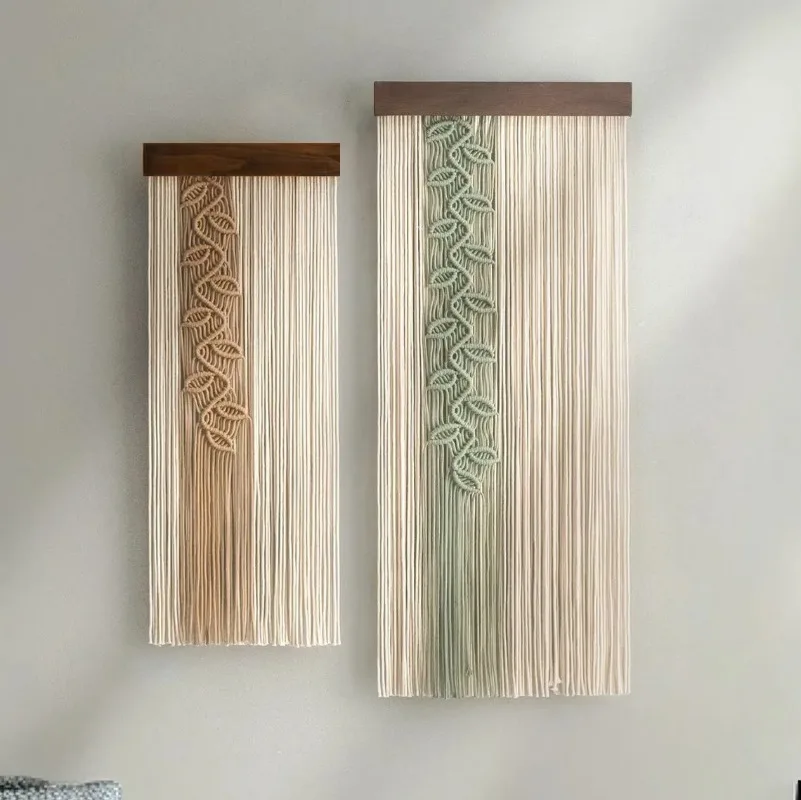 Nordic Leaf Pattern Woven Tapestry Set - 2pc Boho Wall Decor 4 Sc46ec4b48ad34c8b800e7e2aecad8825B
