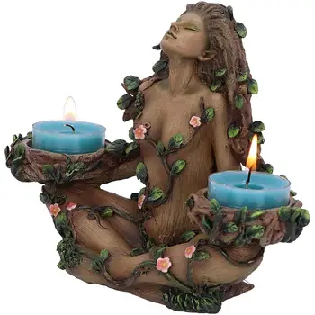 천연 밸런스 숲 보호대 나무 성령의 테이블 장식 촛대, 여신 촛대 컵, 송진 홈 데코 선물