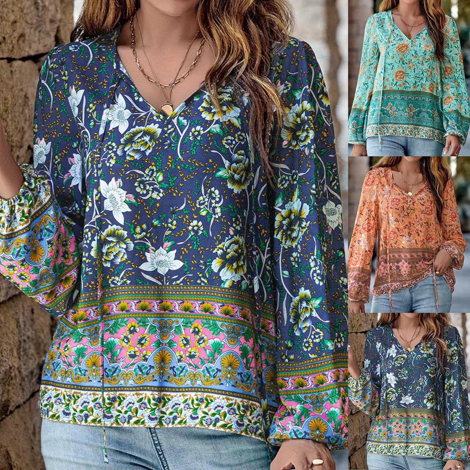 Vintage Print Lantern Long Sleeve T Shirts Women Autumn Loose V Neck Long Sleeves Shirts Elegant Lace Up Loose Casual Blouse New
Vintage Print Lantern Long Sleeve T Shirts Women Autumn Loose V Neck Long Sleeves Shirts Elegant Lace Up Loose Casual Blouse New