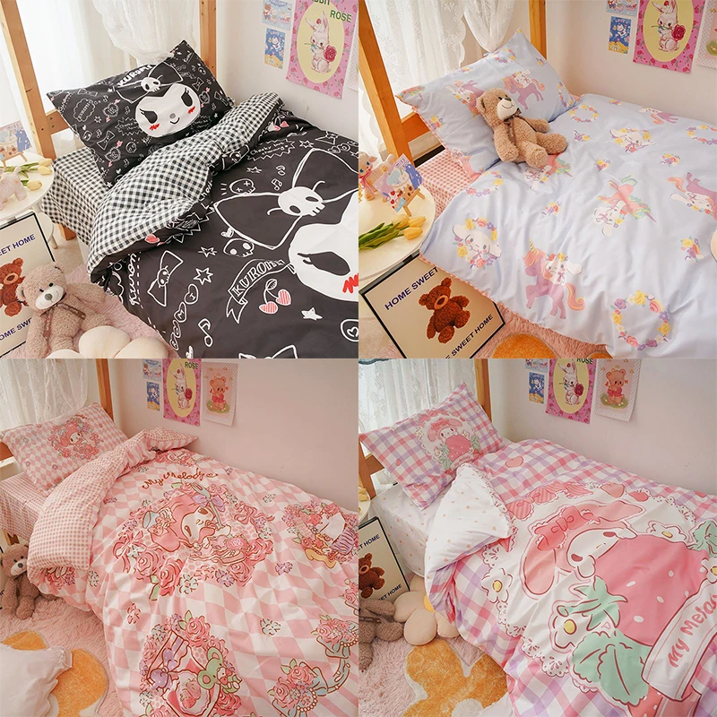 Милая школьная простыня Sanrio Kuromi My Melody Anime Cinnamoroll, 4 предмета, пододеяльник для девочек, подарки с сердцем
Милая школьная простыня Sanrio Kuromi My Melody Anime Cinnamoroll, 4 предмета, пододеяльник для девочек, подарки с сердцем