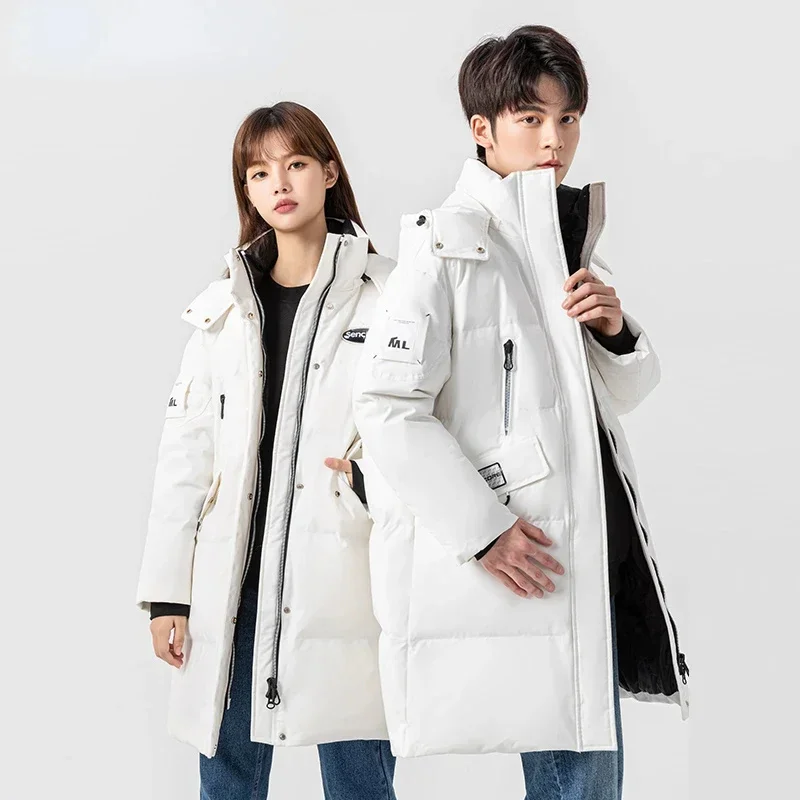 

Couples Down Jacket for Male and Female 2024 Winter New in Outwears Korean Midium Puffer Jackets Thick Hooded Coats Veste Homme