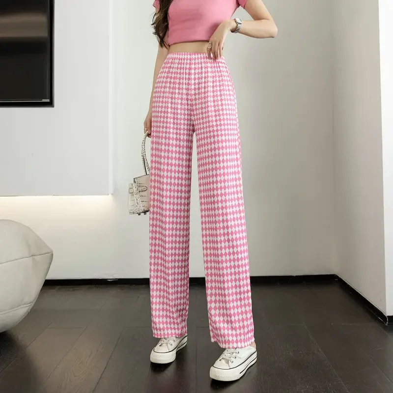 Checkered Pants for Women Summer High Waisted and Slim Loose and Thin Luxurious Sense of Drape Straight Casual Wide Leg Pants
Checkered Pants for Women Summer High Waisted and Slim Loose and Thin Luxurious Sense of Drape Straight Casual Wide Leg Pants