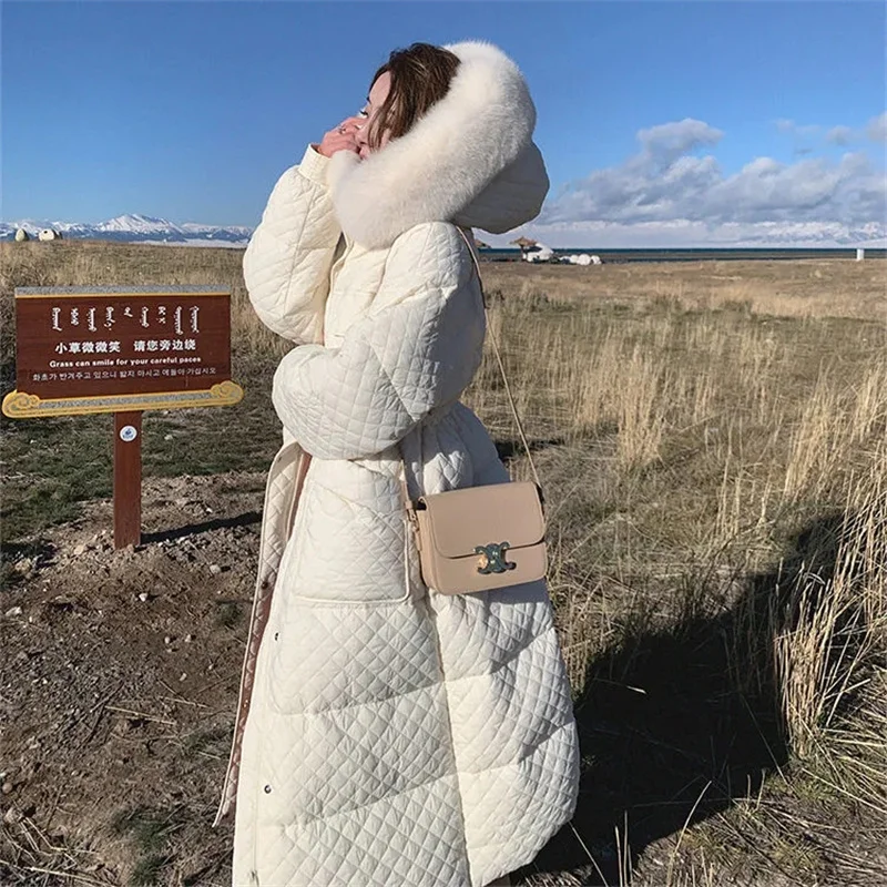Women's Cotton Jacket 2023 Winter New Loose Diamond Plaid Long Down Coat Women's Long Over Knee Fox Large Fur Collar Jacket V123
Women's Cotton Jacket 2023 Winter New Loose Diamond Plaid Long Down Coat Women's Long Over Knee Fox Large Fur Collar Jacket V123