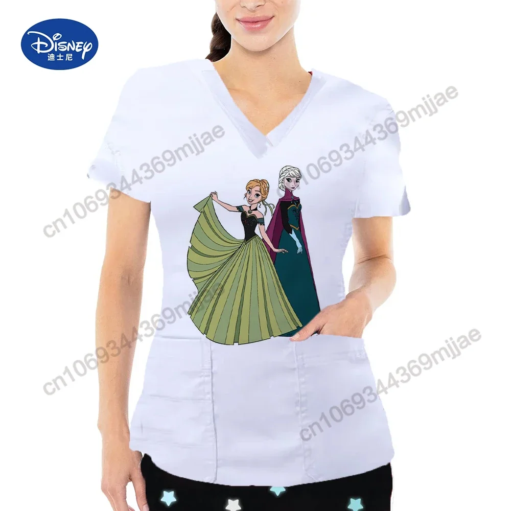 

Женские топы с мультяшным карманом, женская одежда, футболки с коротким рукавом и V-образным вырезом