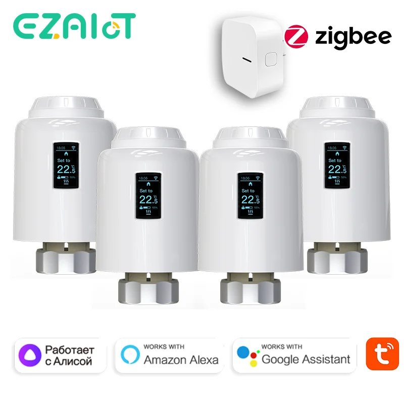 

ZigBee TRV Tuya Radiator Actuator Valve Smart Programmable Remote Thermostat Temperature Heater Voice Control Alexa Google Home