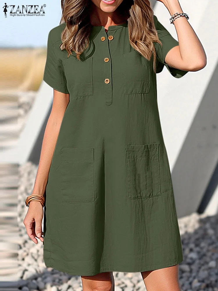 ZANZEA Summer 2024 Fashion Cargo Vestidos Work Wear Short Sleeve Solid O Neck Dress Women Elegant Party Knee-length Sundress
ZANZEA Summer 2024 Fashion Cargo Vestidos Work Wear Short Sleeve Solid O Neck Dress Women Elegant Party Knee-length Sundress
