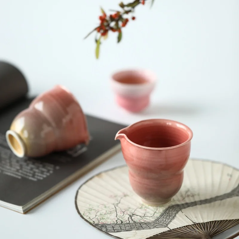 

★Mr. Qing Handmade Celadon Glaze Emerald Pink Firewood Pitcher Soda Ash Kiln Baked Ceramic Tea Serving Pot Jingdezhen