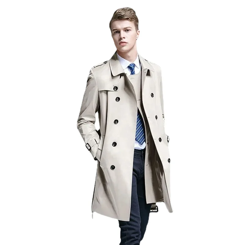 

Spring Autumn New Fashion Trench Coat Men's Korean Style British Young Male Long Overcoat Trendy Winter Windbreaker Men Jacket