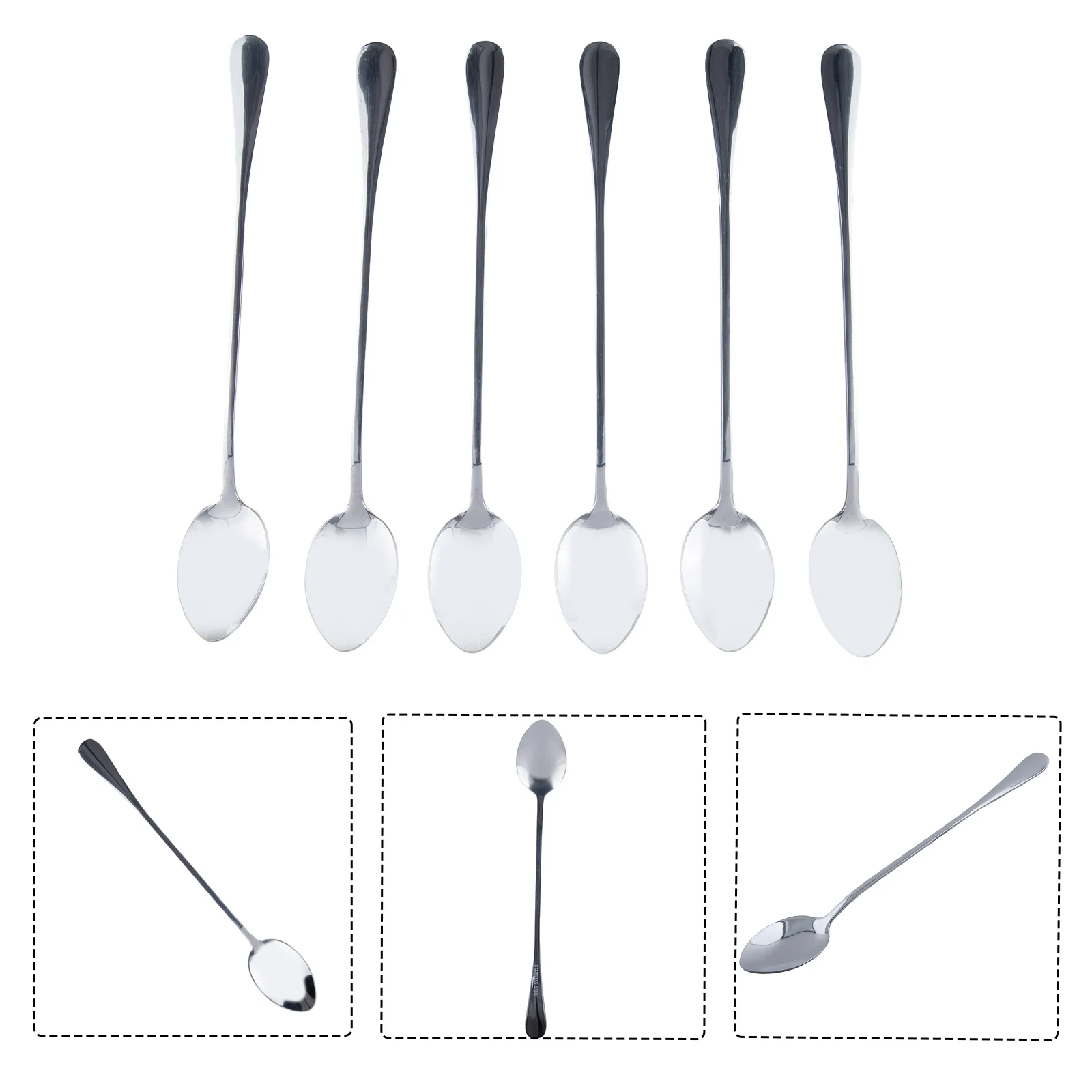 

6pcs Stainless Steel Ice Tea Scoop Dessert Spoon Food Grade Ice Cream Candy Tea Spoon Milkshake Coffee Multi-Purpose Spoon