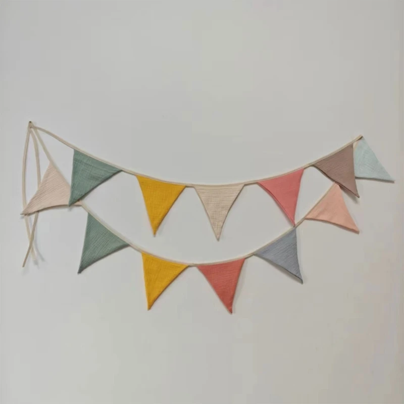 

Pennant with Multicolor Bunting Flags Versatile Baby Showers Decoration Newborn Photograph Props for Boys Girls