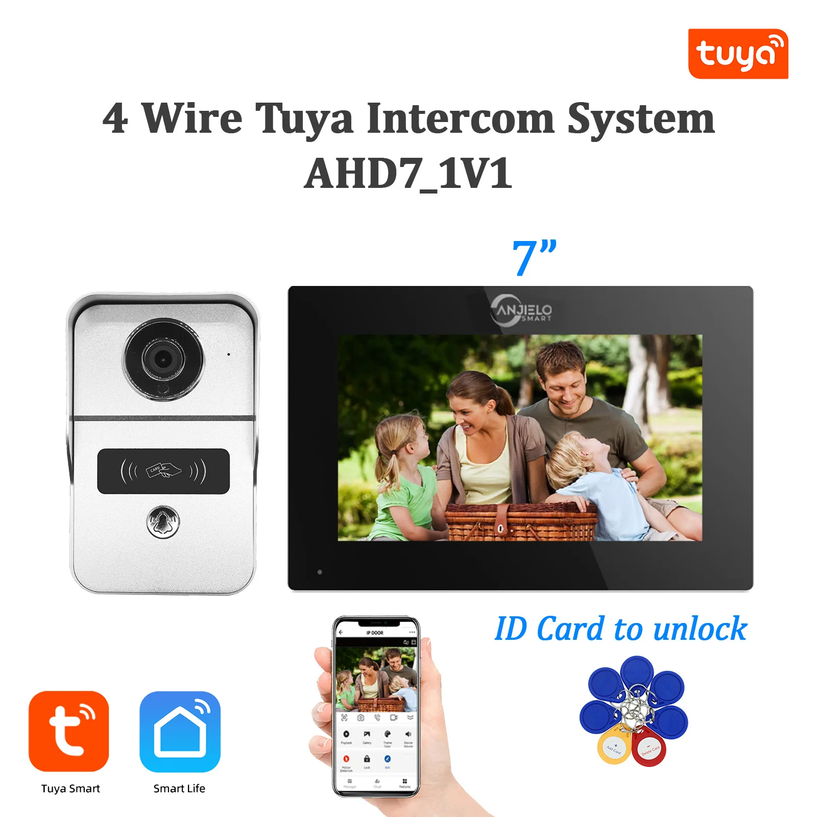 

TUYA 1080P 7/10 Inch WiFi Video Intercom Touch Screen Doorbell Smart APP Home Kit for RFID Access Control Syste Wireless Video