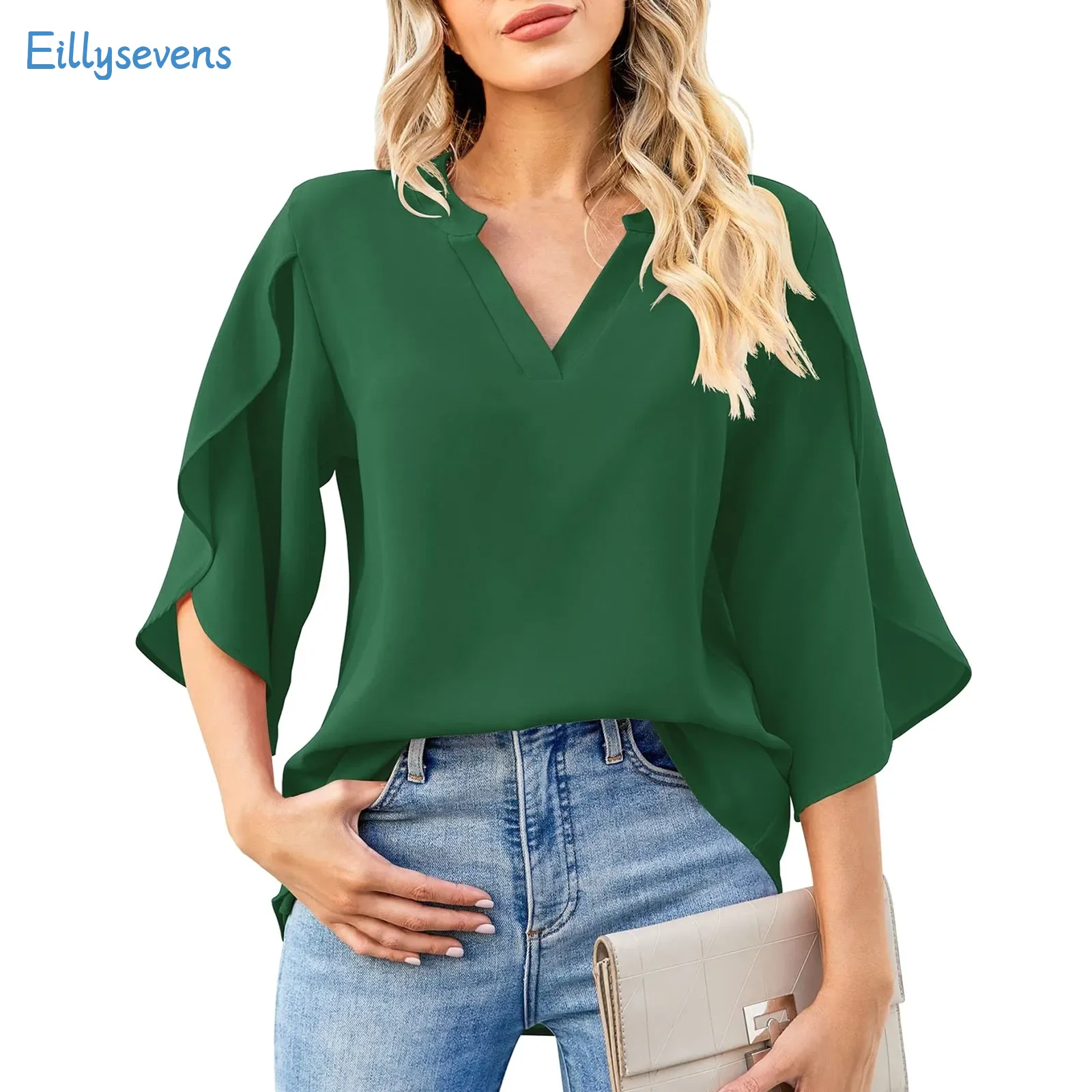 Summer New Women'S Shirts Fashion Trend Petal Sleeve Daily Commute Elegant Chiffon Shirts Tops Loose V-Neck Solid Color Shirts
Summer New Women'S Shirts Fashion Trend Petal Sleeve Daily Commute Elegant Chiffon Shirts Tops Loose V-Neck Solid Color Shirts