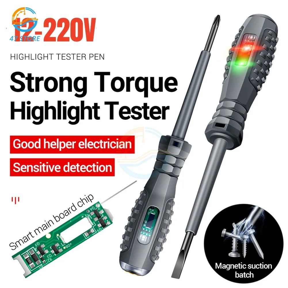 

12-220V Word/cross Screwdrivers Neon Bulb Indicator Meter Electric Pen Insulated Electrician Highlight Pocket Tester Pen Tools