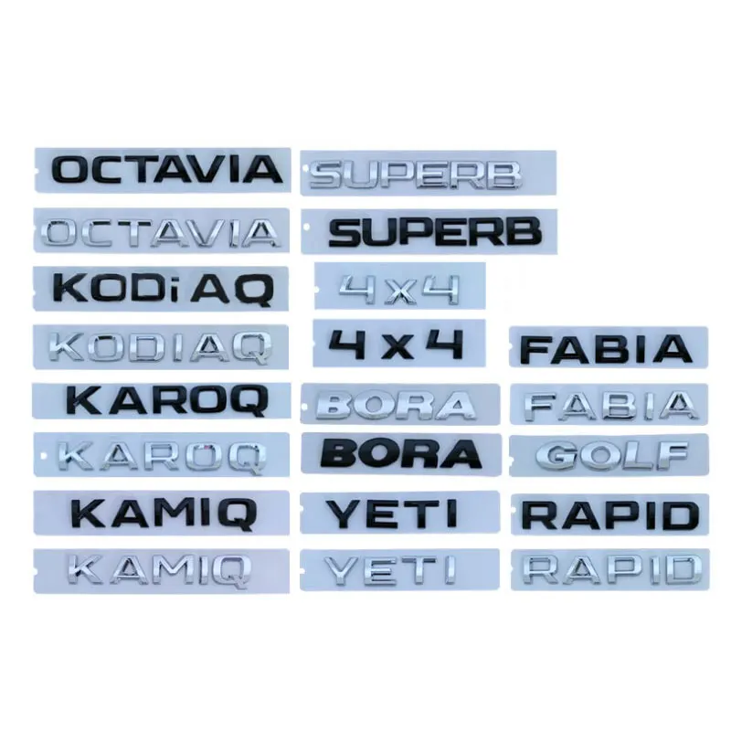 

4X4 FABIA KAMIQ KAROQ KODIAQ OCTAVIA RAPID SUPERB YETI skoda letter logo car stickers for Skoda series refit trunk accessories