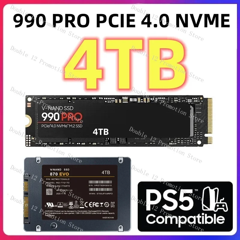 Original Brand 990PRO 1TB 2TB 4TB SSD M2 2280 PCIe 4.0 NVME Read 10000MB/S Solid State Hard Disk for Game Console/laptop/PC/PS5
Original Brand 990PRO 1TB 2TB 4TB SSD M2 2280 PCIe 4.0 NVME Read 10000MB/S Solid State Hard Disk for Game Console/laptop/PC/PS5